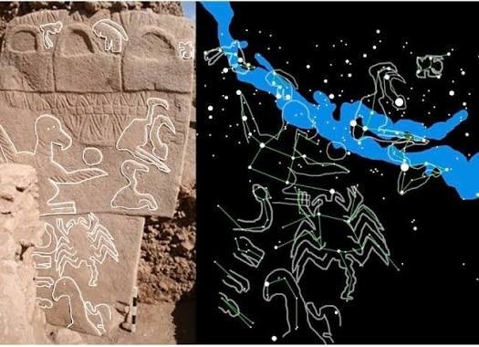 The carved figures of Pillar 43 matched to a star chart