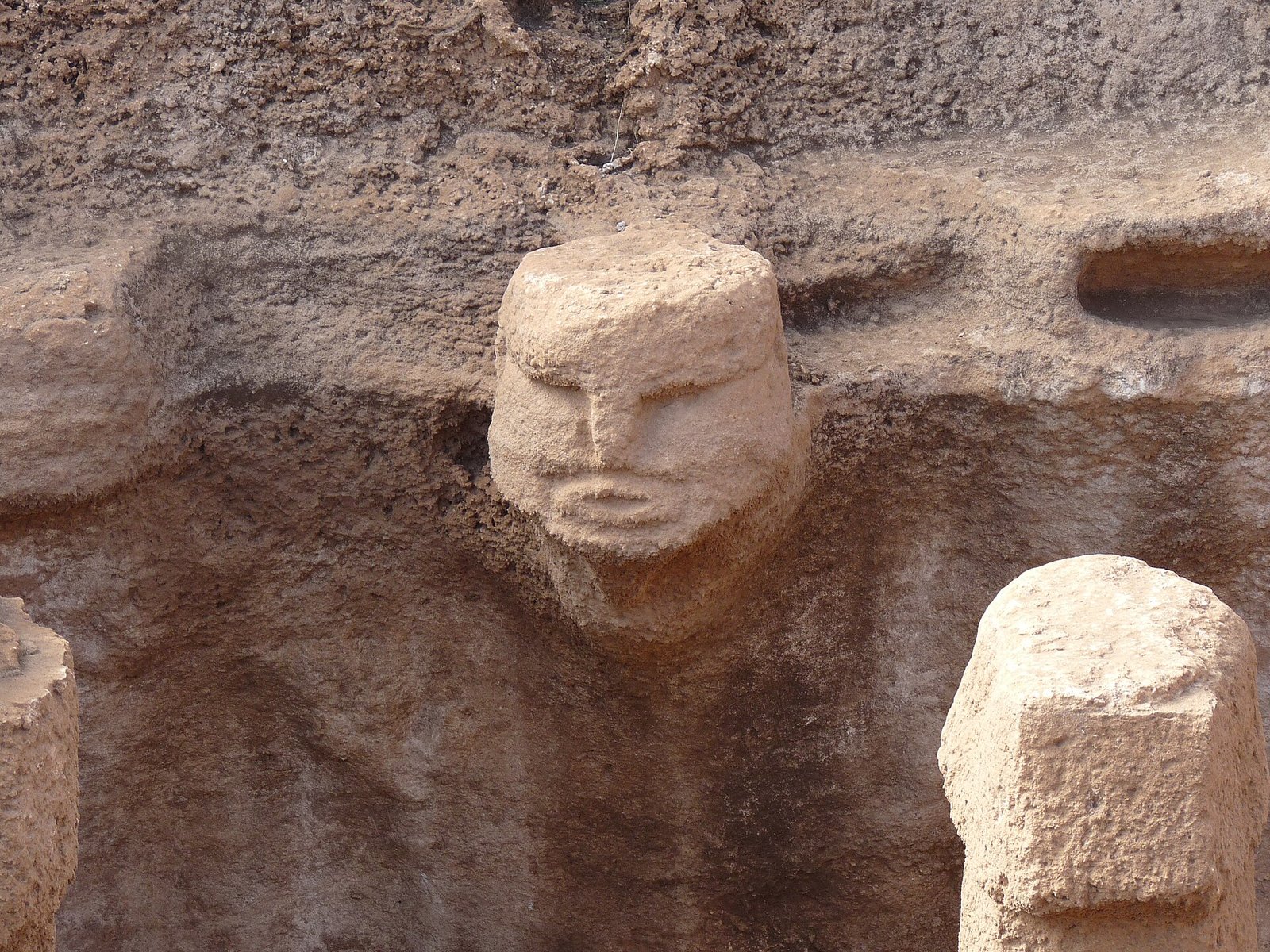 The human head carved from the bedrock wall of Structure AB, Karahan Tepe